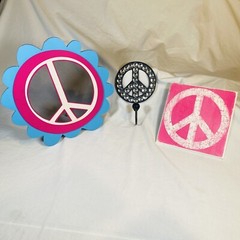 Peace Sign Home Decor Lot Of 3 Love 60s Hippie Kids Bedroom Retro Far Out Man