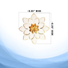 G128 9 IN White and Gold Flower Metal Wall Art Decor