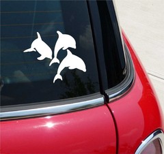 DOLPHINS TRIPLET DOLPHIN PORPOISE GRAPHIC DECAL STICKER ART CAR WALL DECOR