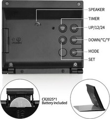 Betus Digital Travel Alarm Clock – Foldable LCD Clock – Compact Desk Clock Black