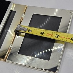 As Is VTG Milano Series Gold Tone Metal Tri-Fold Double Hinged Picture Frame