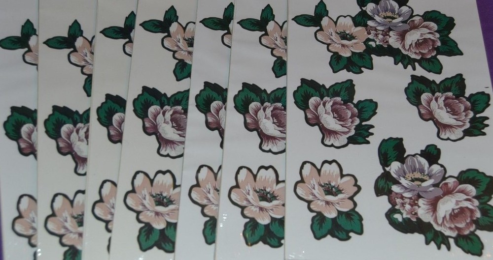 50 sheets SPRING FLOWERS Self Adhesive DECALS Washable STICKERS Wall Art