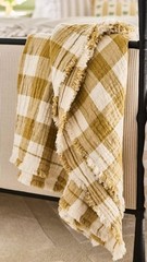 Anthropologie Ana Cotton Gauze Woven Throw Blanket 50×70 Cozy Neutral Boho NEW