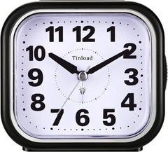 Tinload 4.3″ Silent Analog Alarm Clock Big Numbers Battery Operated Black Square