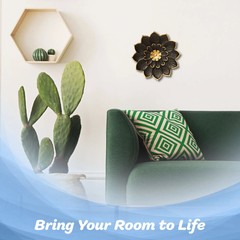 G128 9 IN Black and Gold Metal Daisy-Style Flower Wall Art