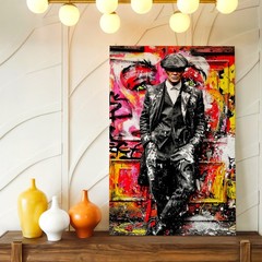 Wall Art Gangster Man Portrait Graffiti Canvas Print Colorful Street Poster