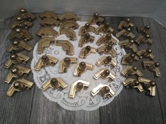 VTG. BRASS STAIR RODS BRACKETS W/ FINIALS » MIXED LOT OF SIZES & DESIGN (45-PK)
