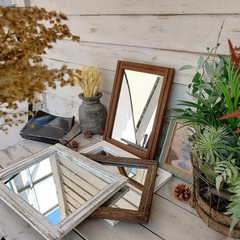 Rustic Wall Mirror Rectangular Wood Frame Bathroom Bedroom Living Room Decor