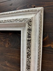 16 x 20 In stock-Classic compo ornate wood frame, Marble White with Silver leaf