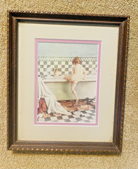 Vintage Jessie Wilcox Smith Girl & Doll Bath Time Wood Framed 8 x 9 1/2″