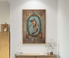 Tarot Card The World framed canvas print or poster Magic vintage wall Home Decor