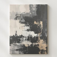 Monochrome Abstract Canvasblack, White & Taupe Gestural Art Wall Art