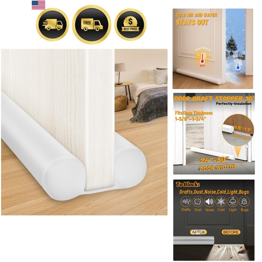 Large Door Draft Stopper 30 Inch for Small Size Bedroom Door Fits 0.5 to 1.7″…