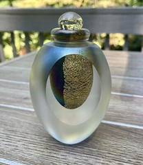 Stunning Robert Eickholt Blown Glass Perfume Bottle 1990-1999 Iridescent Signed