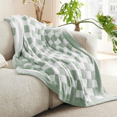Bedsure Checkered Throw Blanket Super Soft, Cozy Warm Knit Blanket 50x60in