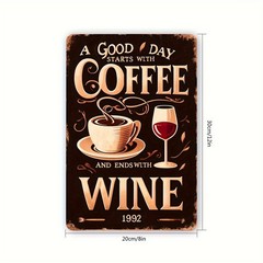Vintage Wine and Coffee Tin Metal Signs, 8×12 inches (20x30cm), Decorative Wall