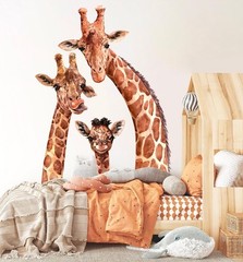 Giraffe Family Wall Decal – Trio of Giraffes – Removable Peel and Stick – BR457