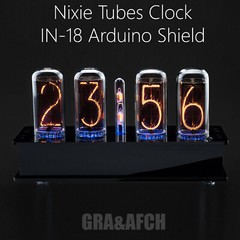 Nixie Tube Clock IN-18 Arduino Shield in Stylish Black Acrylic Case 12/24H Temp