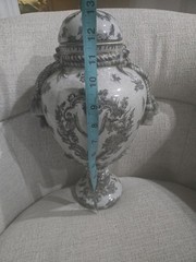 Chinese Export Black & White Porcelain Tassel Ginger Jar