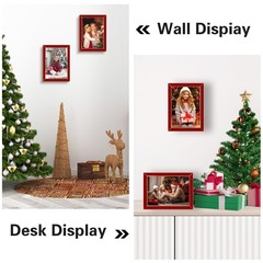 2 Pack 5×7 Red Enamel Gold Metal Edge Picture Frames Easel Velvet Tabletop Decor
