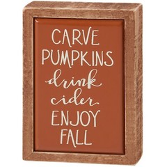 Carve Pumpkins Fall Primitives by Kathy Wood Enamel Mini Sign 2.5 in x 4 in