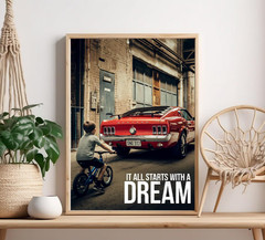 It All Starts with a Dream, Mindset Motivational Quote Poster Print, Wall Decor