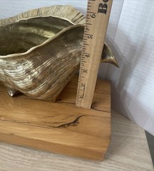 VTG Solid Brass Conch Seashell Vase Planter Home Decor Large 12”MCM