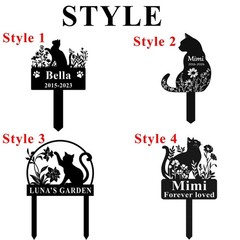 Custom Cat Memorial Stake, Personalized Metal Grave Marker, Pet Loss Gift