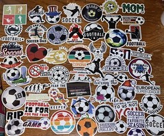 52 Soccer (Football) Sticker Decals Diff. Sizes Large to Small ~Peel & Stick NEW