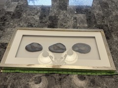 Beautiful Framed Geode Slice Wall Art 12 in Gray Stone in Silver Shadow Box