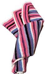 Vintage Hand Made Grannycore 44”x44 Pink Purple Blue Black Blanket Afghan Throw