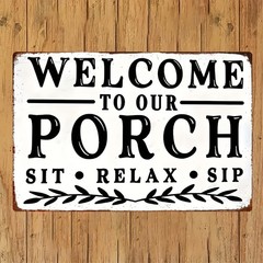 Porch Relax Sip Metal Sign Casual Outdoor Living Wall Art Hanging Decoration