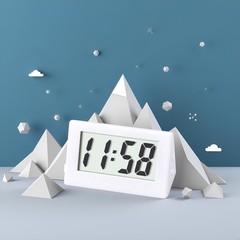 1PC White Mini Small Car Desk Digital Clock Watch Gauges Mini Digital LCD Screen
