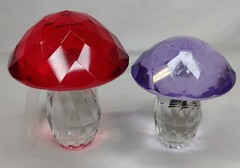 Vidali Collection Glass Crystal Cut Art Deco Mushrooms Lot of 2