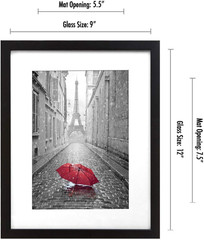 9X12 Picture Frame with Shatter-Resistant Glass – Use as 6X8 Frame with Mat or D