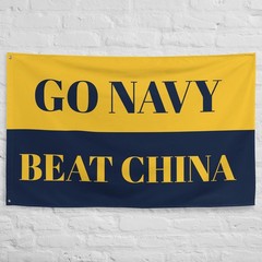 Large Go Navy Beat China Flag Banner (Go Navy Beat Army Parody Flag) [1-Sided]