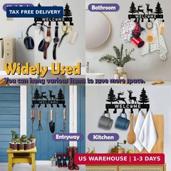 Key Holder for Wall, Black Metal Deer Tree Style Decoration Key Hook Wall Mount