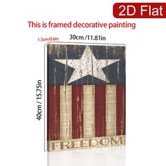Vintage Freedom American Flag Star Canvas Wall Art, Patriotic Home Decor