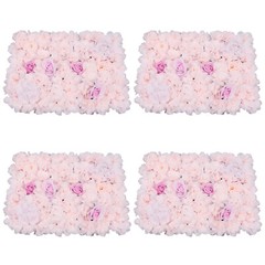 4Pcs Artificial Flower Wall Panel Backdrop Wedding Party Background Venue Decor