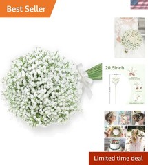 Elegant White Gypsophila Bouquets – 6 PCS Faux Babys Breath for All Occasions