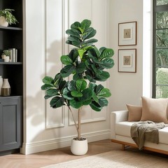 Artificial Fiddle Leaf Fig Tree 4-7 FT Tall Faux Ficus Lyrata Indoor Plant Pot