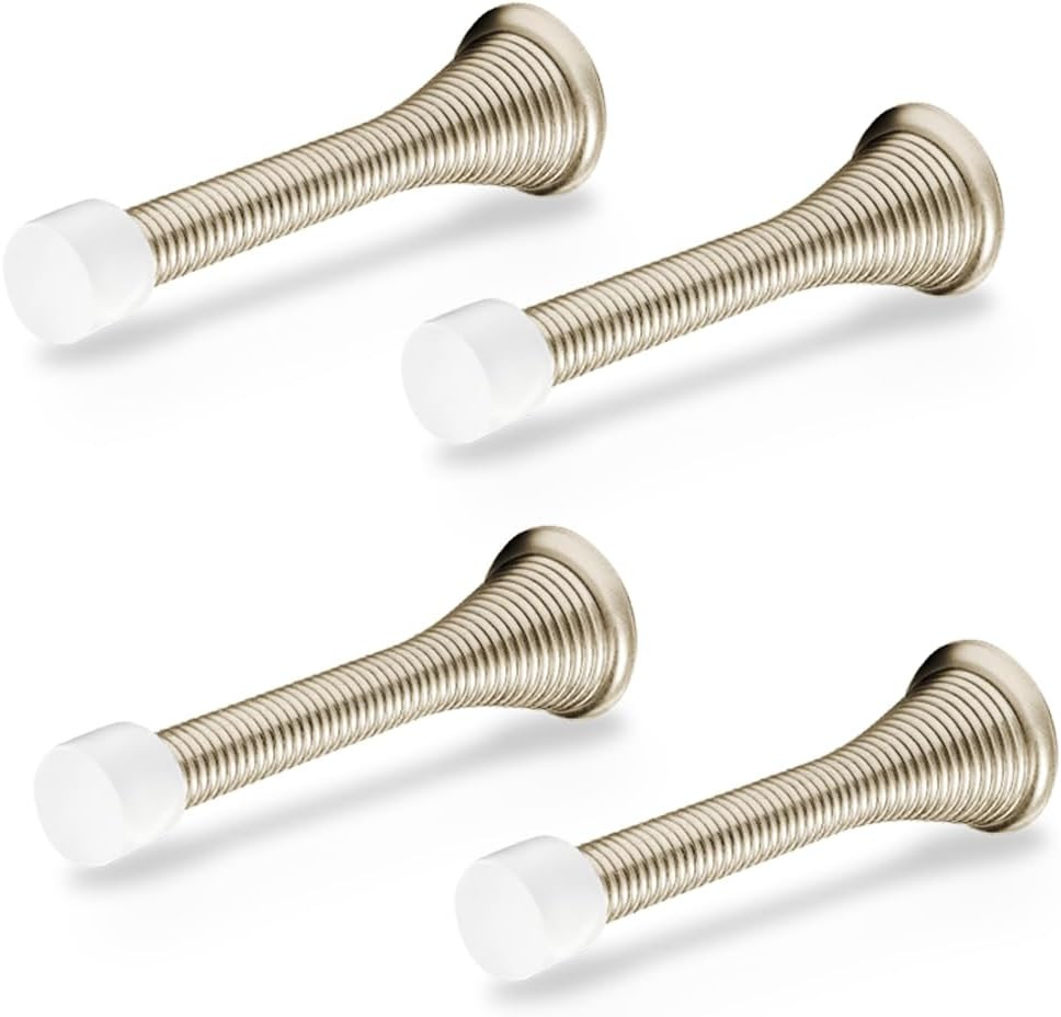 Door Stoppers for Wall – Spring Door Stopper with Rubber Tip – 3-1/4″ – Pack of