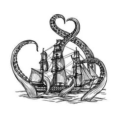 Beach Nautical Theme Fantasy Kid’s Room Decor. Kraken Octopus Wall Decal Sticker