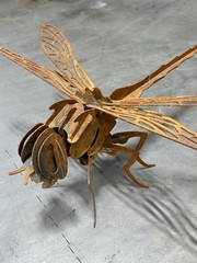 Hand-crafted Metal Dragonfly Sculpture-Rustic Patina- One Of A Kind Art Piece