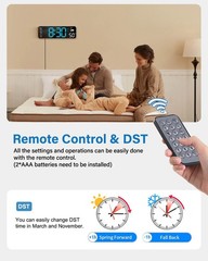 Digital Wall Clock, Digital Clock Large Display with Remote Control, Corded L…