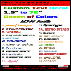 Custom Personalized TEXT NAME Lettering Vinyl Decal Sci-Fi Fonts 7 Years Outdoor