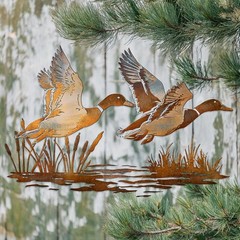Flying Mallard Duck Metal Wall Art Hunting Lodge Decor
