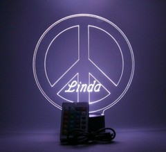 Peace Sign Harmony Night Light Up Lamp LED Personalized Free Engrave With Remote