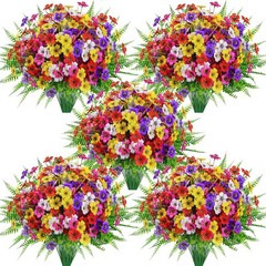 24 Bundles Artificial Flowers for Outdoors Fake Ferns UV Resistant Faux Spring