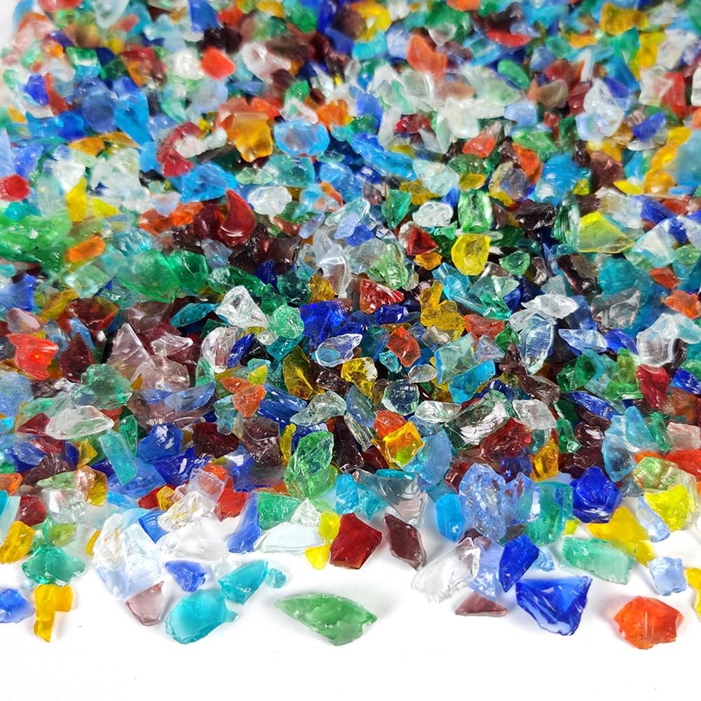 Crushed Glass 15oz Mixed Color Resin Art Fire Pit Vase Filler Craft Home Decor